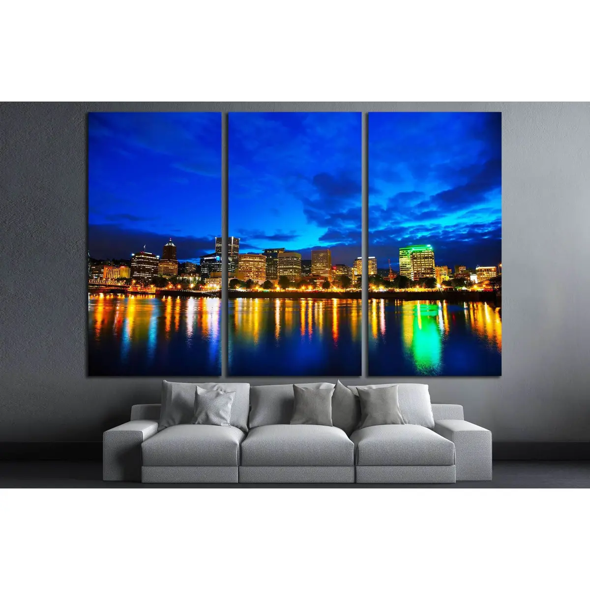 Downtown Portland, Oregon Cityscape At The Night Time №2175 Ready To Hang Canvas Print 5