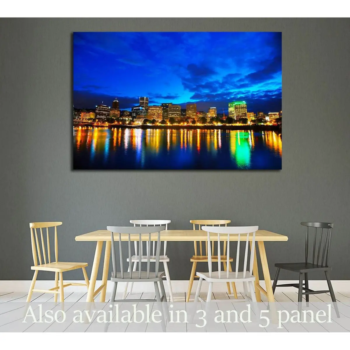 Downtown Portland, Oregon Cityscape At The Night Time №2175 Ready To Hang Canvas Print 1