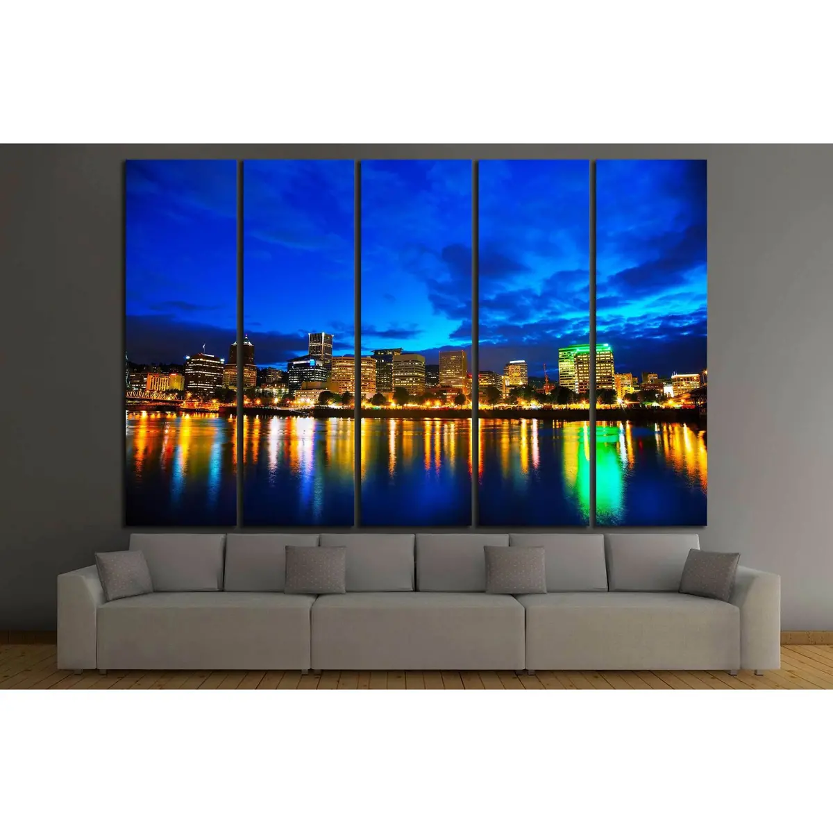 Portland Oregon Nighttime Cityscape Canvas Wall Art – Ready-to-Hang Print #2175 - Image 3