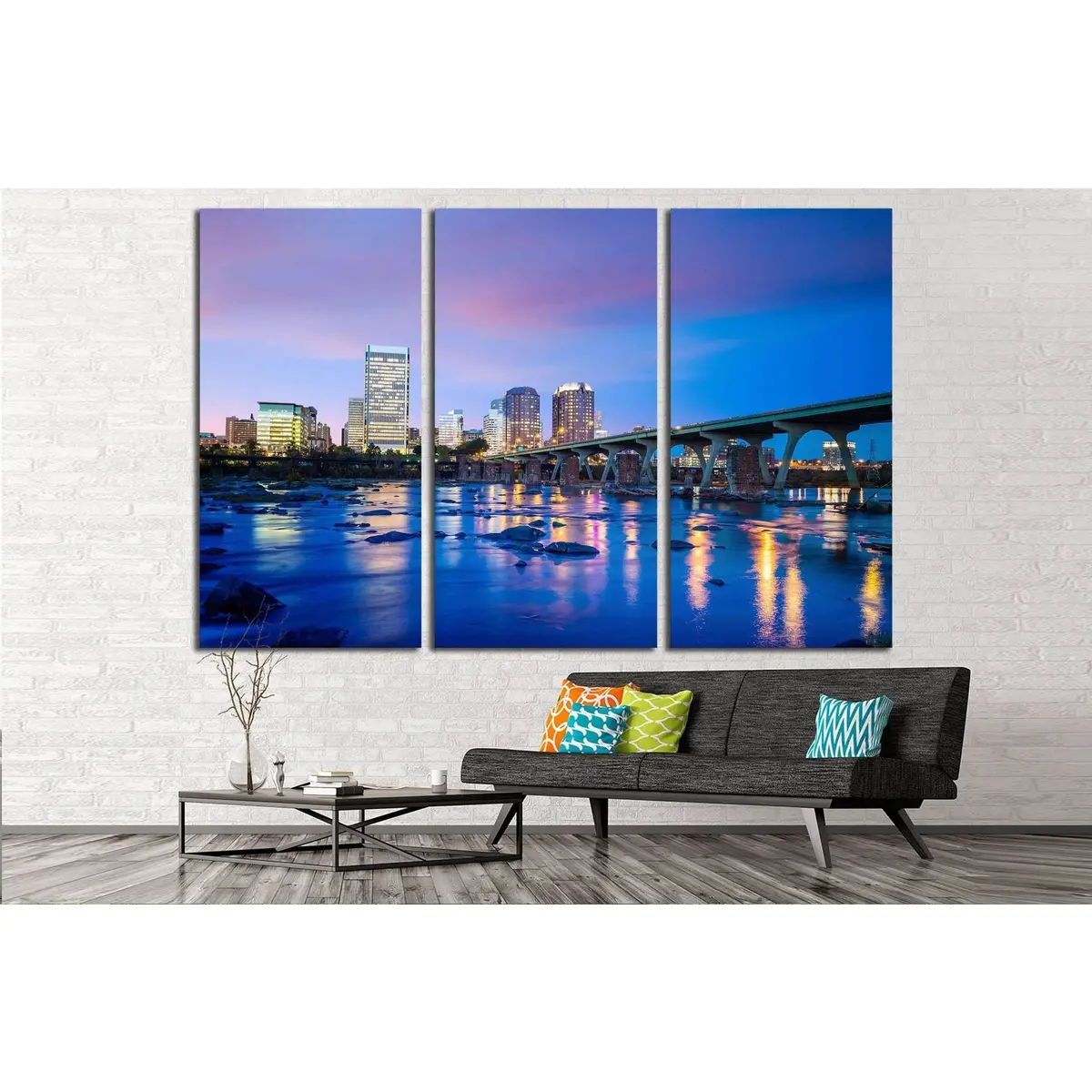 Downtown Richmond, Virginia Skyline And The James River At Twilight №2068 Ready To Hang Canvas Print 5