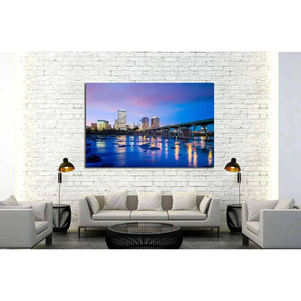 Downtown Richmond, Virginia Skyline And The James River At Twilight №2068 Ready To Hang Canvas Print 3