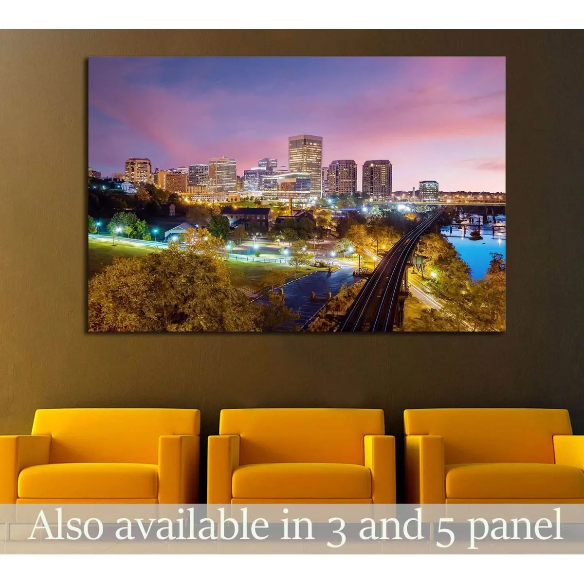 Downtown Richmond, Virginia Skyline And The James River At Twilight №2078 Ready To Hang Canvas Print 1