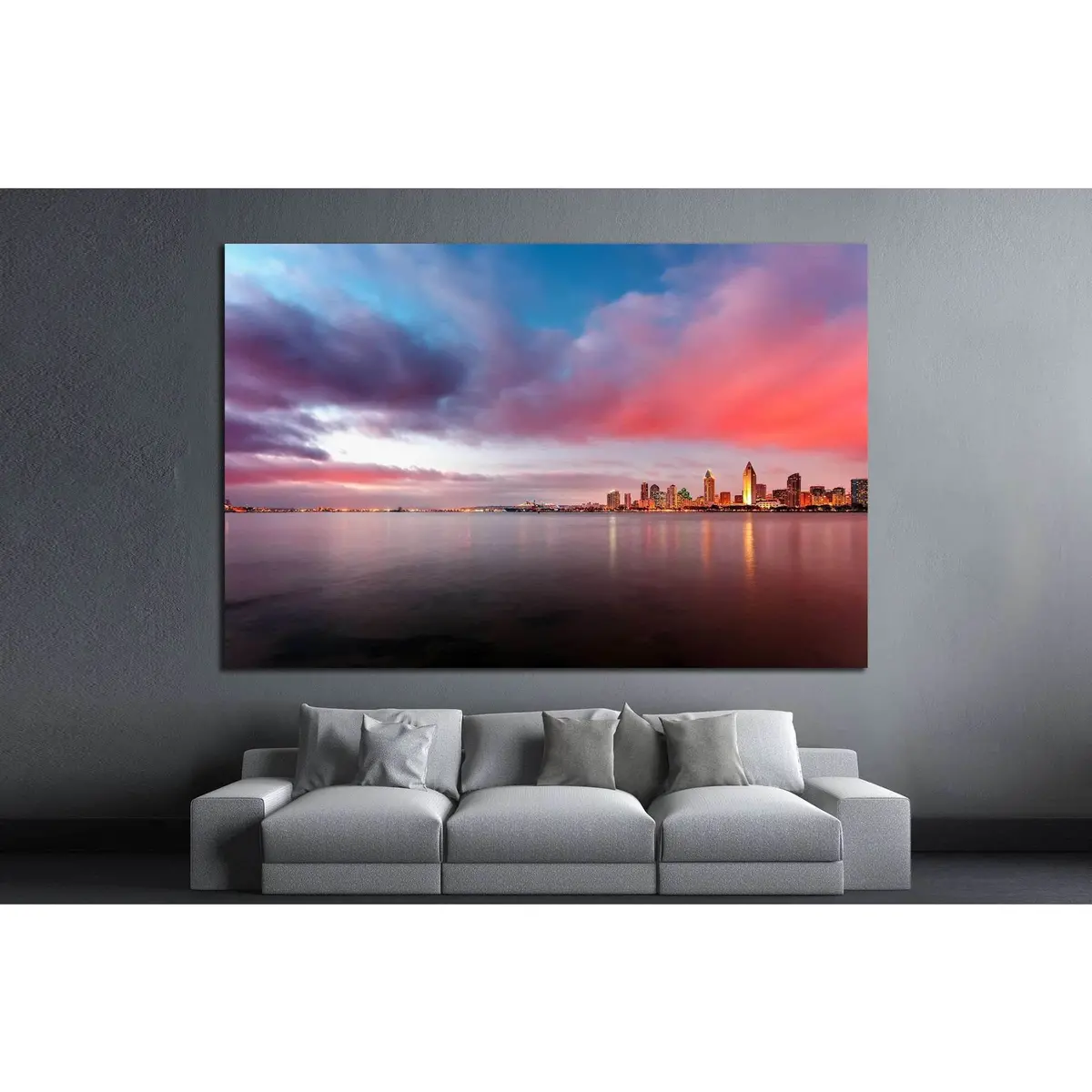 Downtown San Diego At Night №1031 Ready To Hang Canvas Print 2