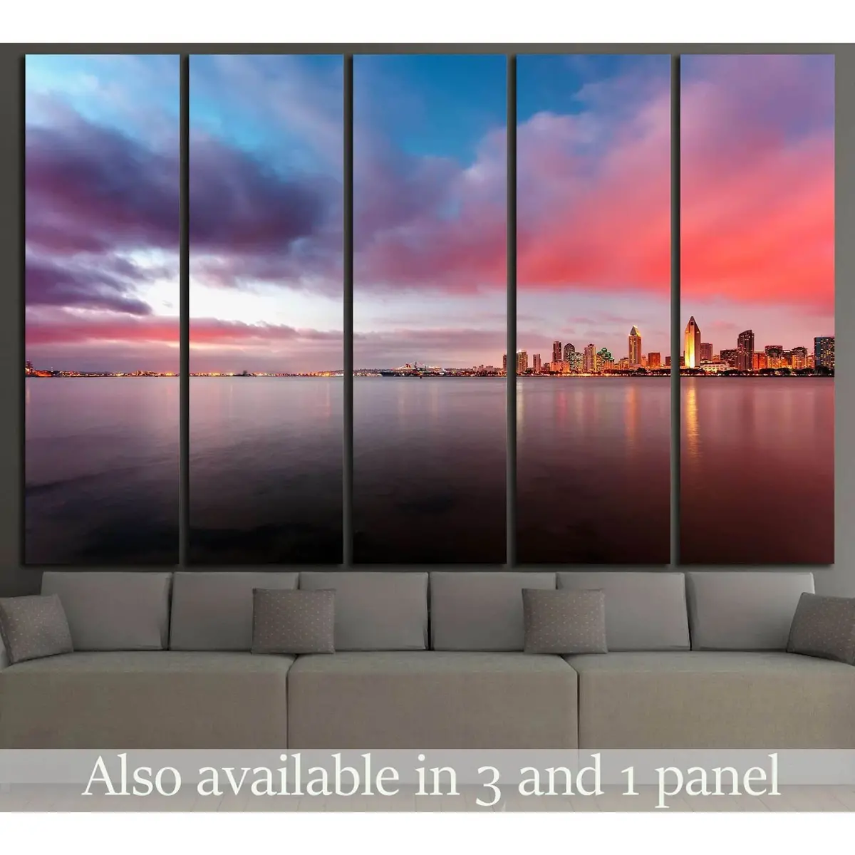 San Diego Downtown Night Scene Canvas Art Print #1031