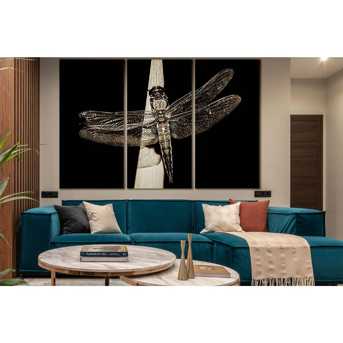 Dragonfly On Leaf Black And White №Sl840 Ready To Hang Canvas Print 5