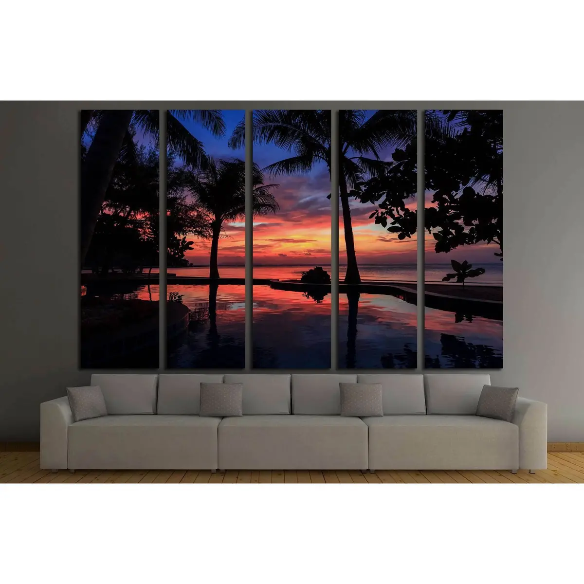Dramatic Palm Tree Sunset Canvas Wall Art – Ready-to-Hang Print #3184 - Image 3