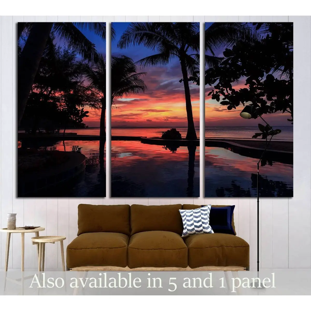 Dramatic Sunset With Silhuettes Palm №3184 Ready To Hang Canvas Print 5