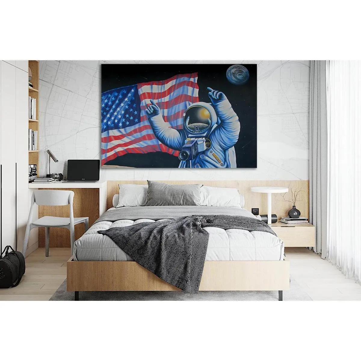 Drawn Astronauts And Usa Flag №Sl1168 Ready To Hang Canvas Print 2