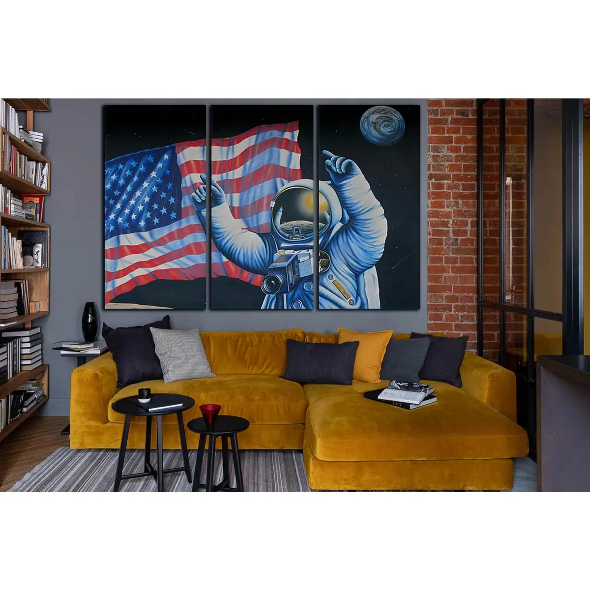 Drawn Astronauts And Usa Flag №Sl1168 Ready To Hang Canvas Print 5