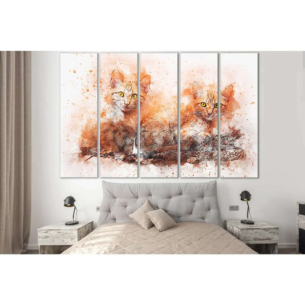 Hand-Drawn Cat Canvas Art №SL1042 – Premium Ready-to-Hang Wall Decor