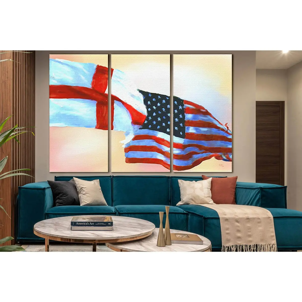 Drawn Usa And England Flag №Sl1166 Ready To Hang Canvas Print 5