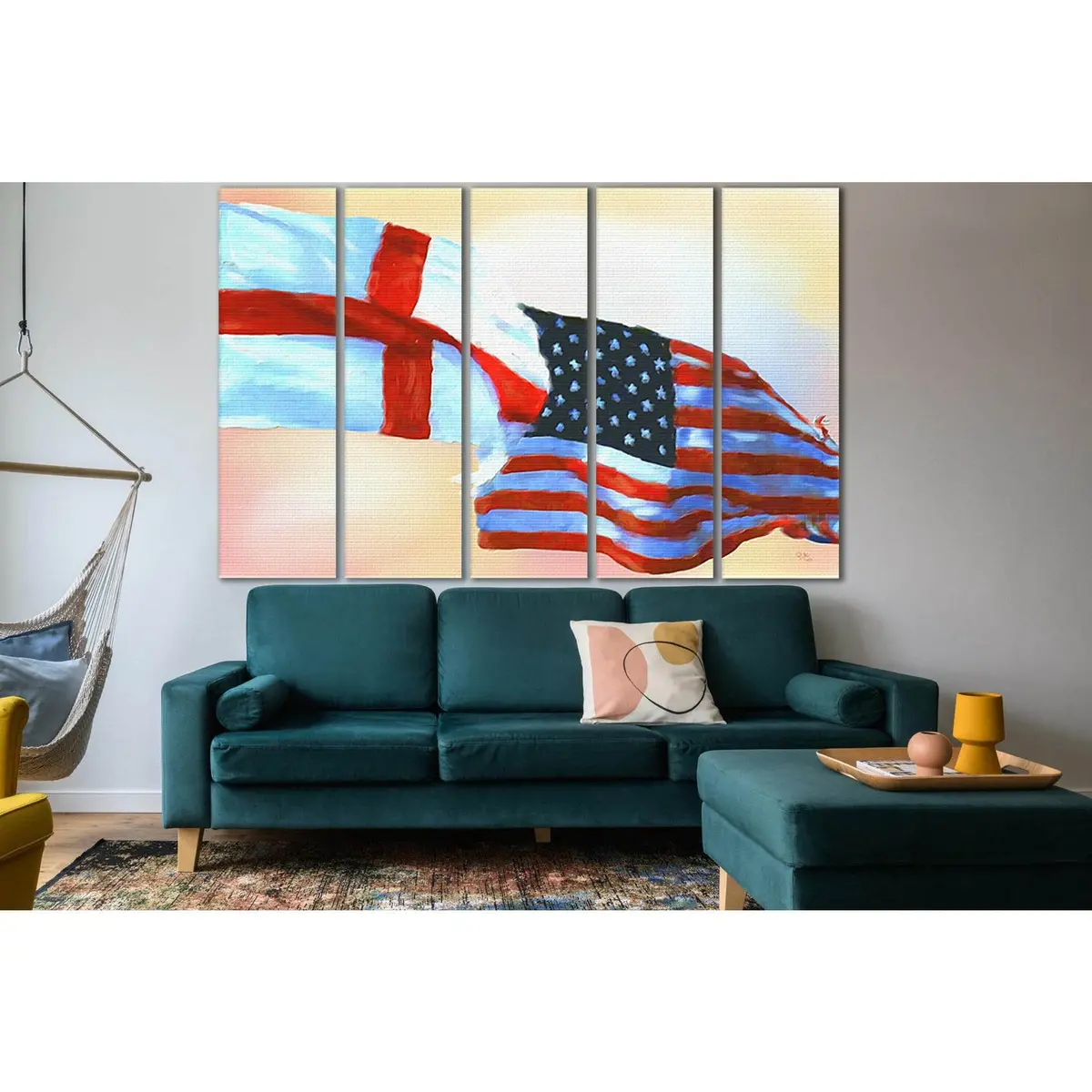 USA and England Flag Canvas Wall Art – Ready-to-Hang Print SL1166 - Image 3