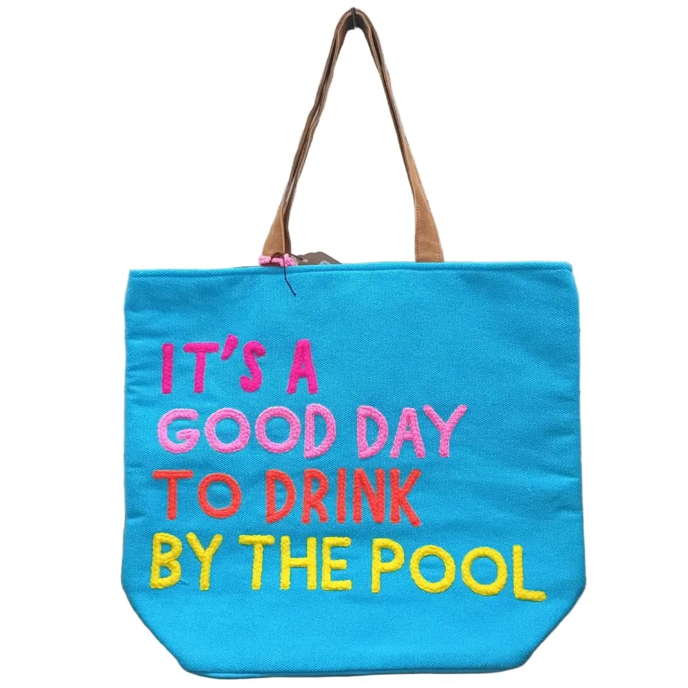 Panache Apparel Embroidered Cotton Beach Totes - 14.5" X 17" 1