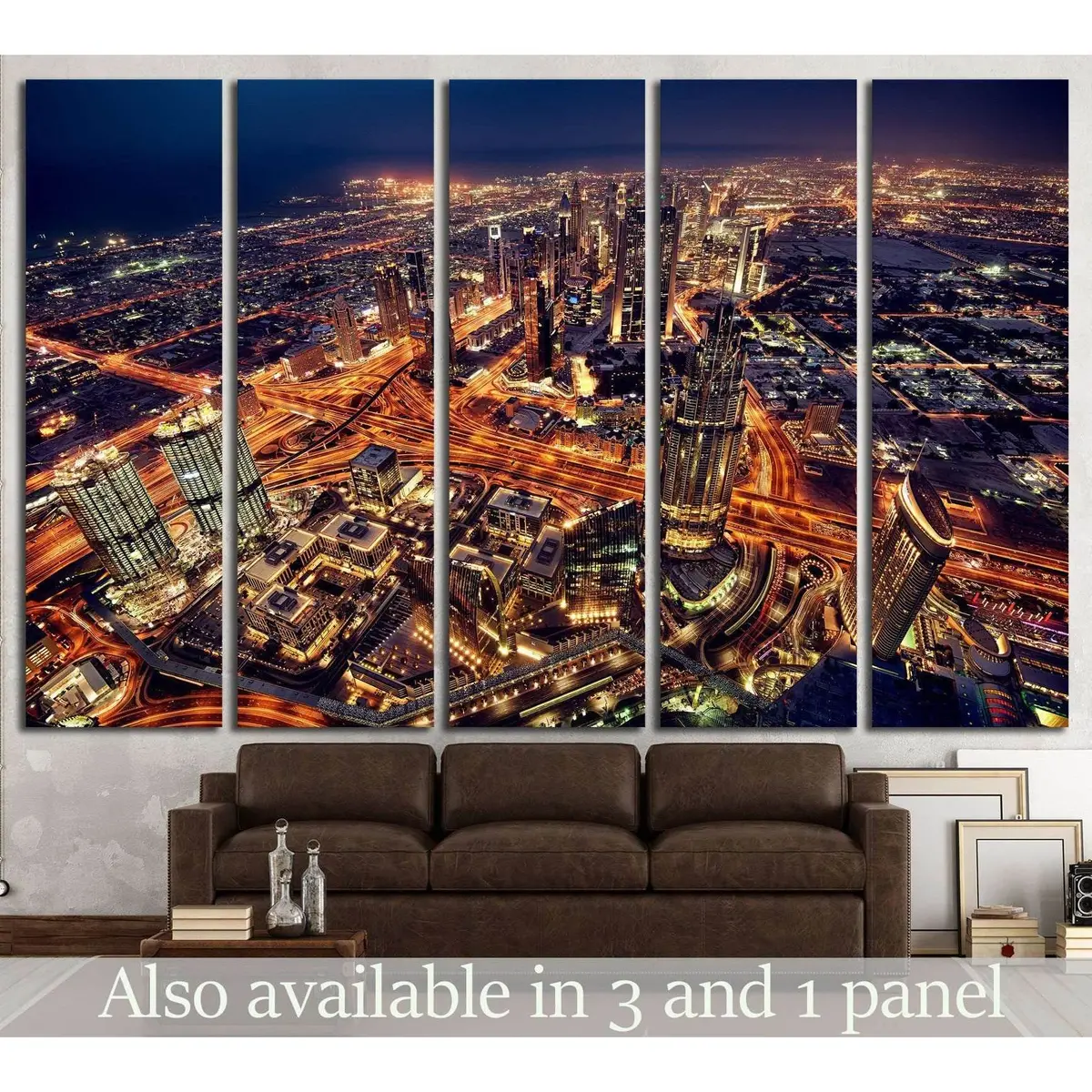 Dubai Night Skyline Canvas Art Print – Ready to Hang