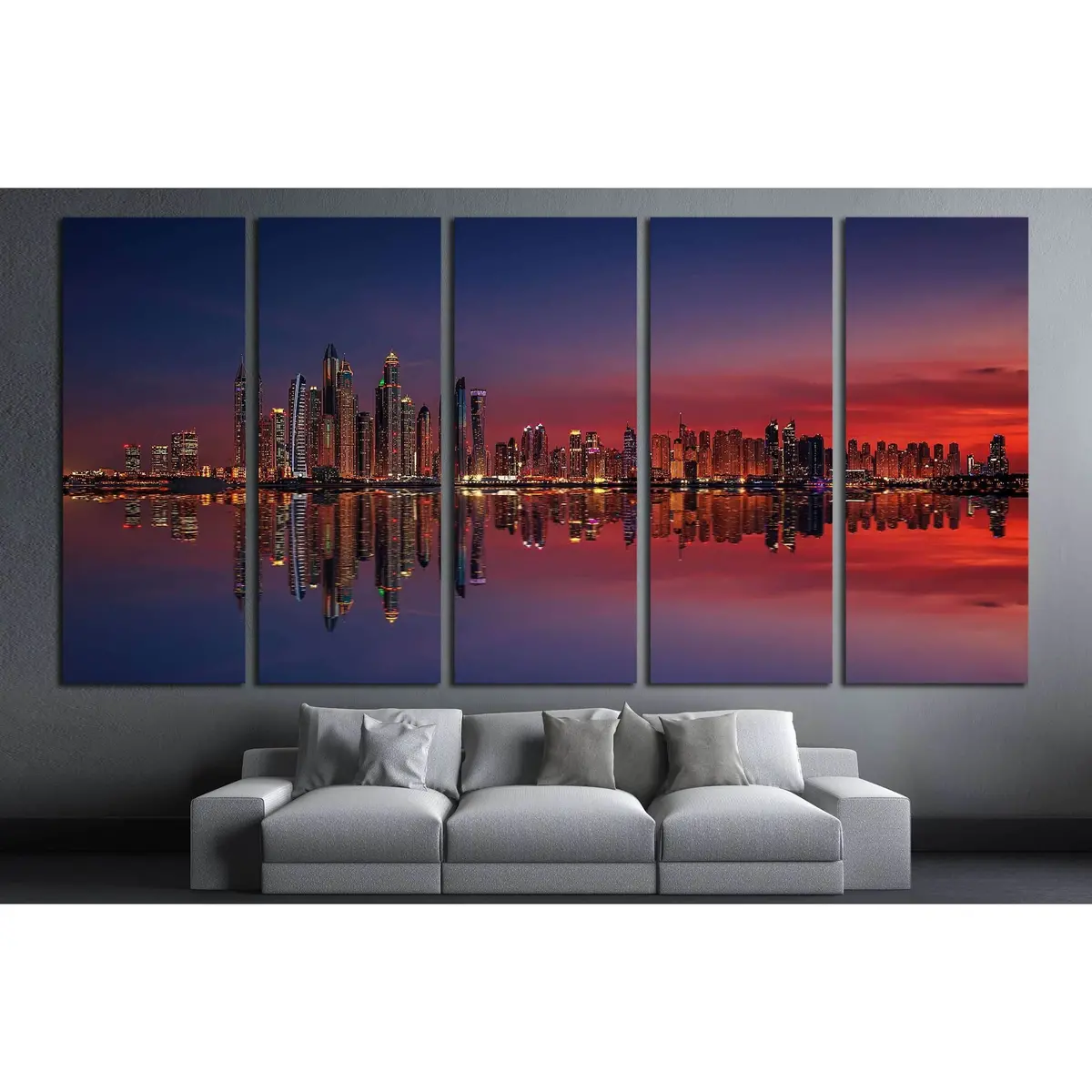 Premium Dubai Marina Sunset Canvas Art Print #2717 – Ready to Hang - Image 3