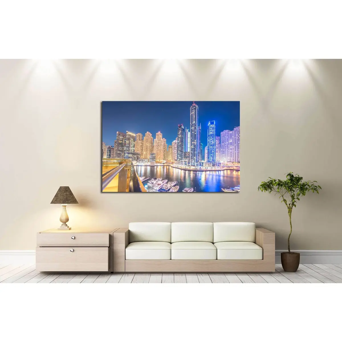 Dubai. Marina District Is Popular Residential Area In Dubai №2194 Ready To Hang Canvas Print 3