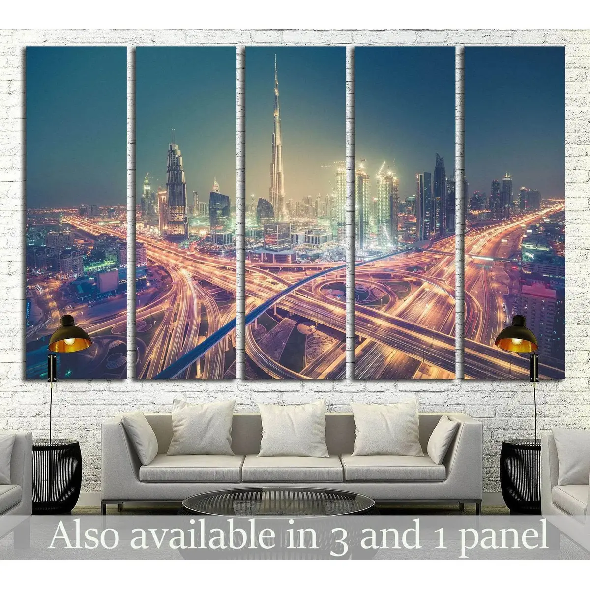 Dubai Night Skyline Canvas Art #2205 – Ready-to-Hang Cityscape Print