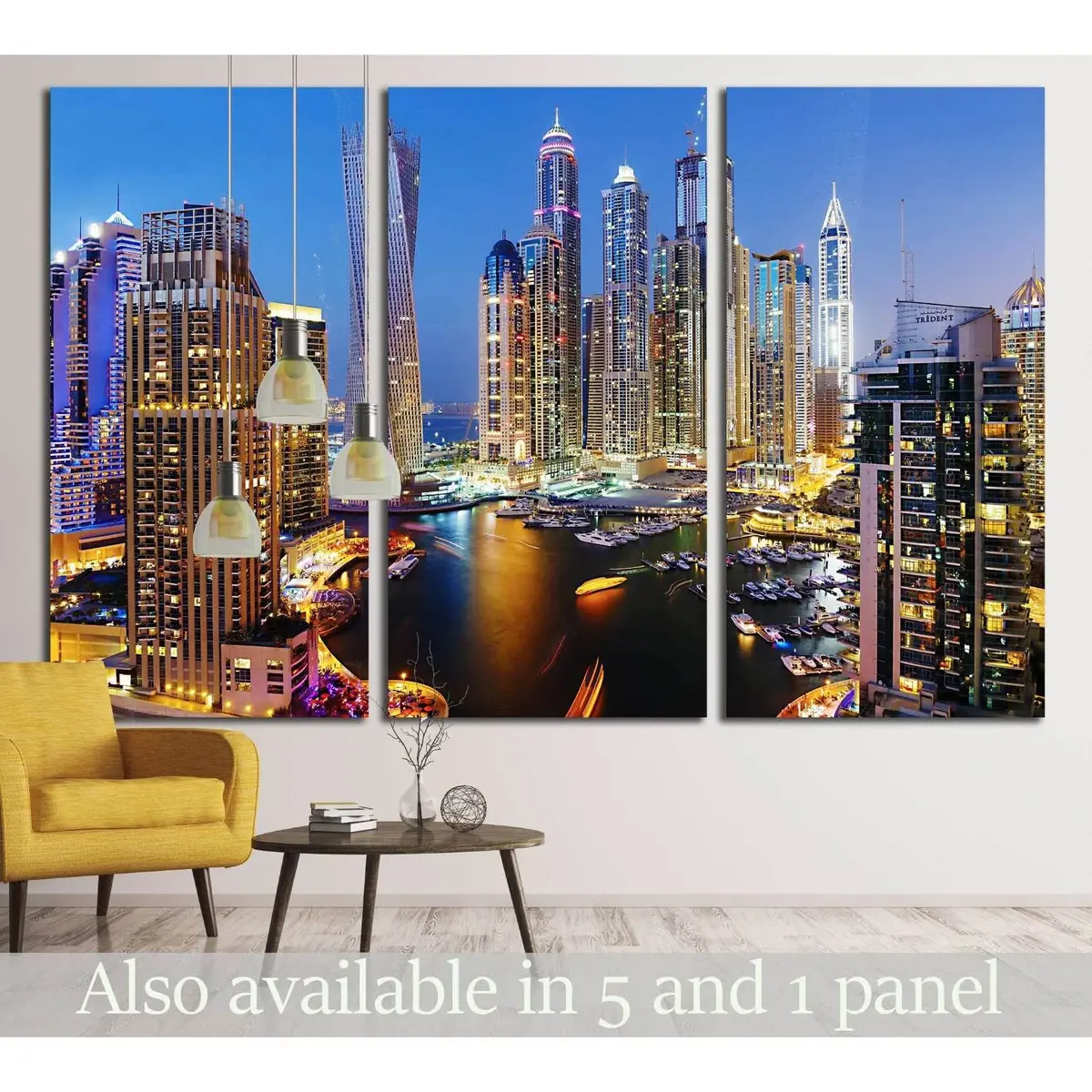 Dubai, Uae, Dubai Marina At Dusk From The Top, Persian Gulf №2265 Ready To Hang Canvas Print 5