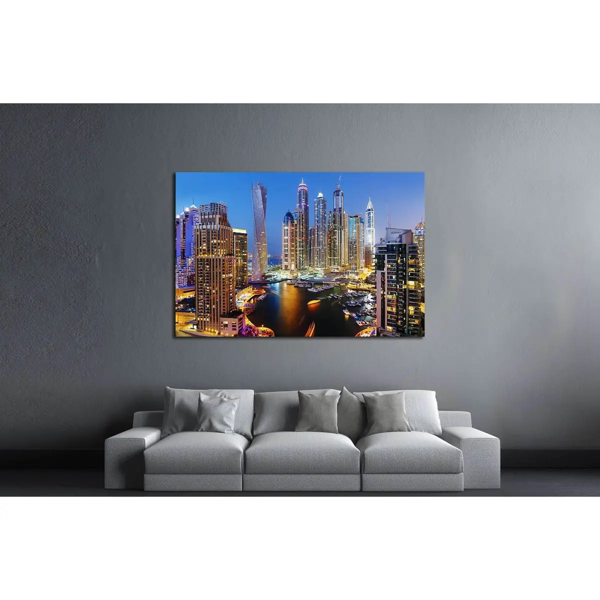Dubai, Uae, Dubai Marina At Dusk From The Top, Persian Gulf №2265 Ready To Hang Canvas Print 3