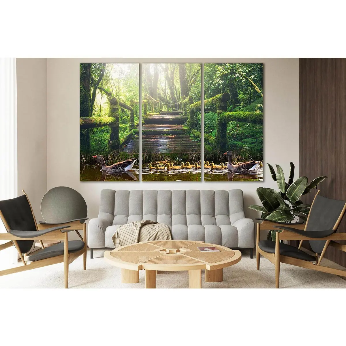 Ducks In The Pond And Green Trees №Sl508 Ready To Hang Canvas Print 5