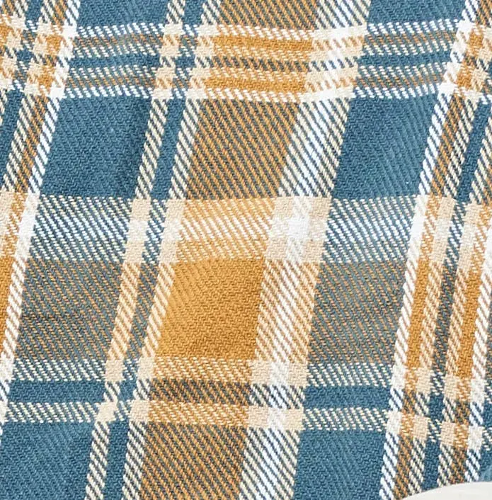 C&F Blue/Gold Plaid Cotton Throw Blanket - 50" X 60" 1