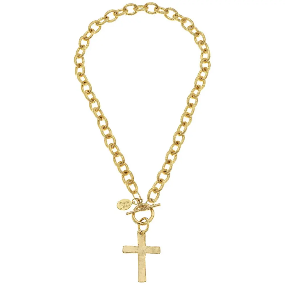 Susan Shaw Gold Classic Cross Toggle Necklace 1