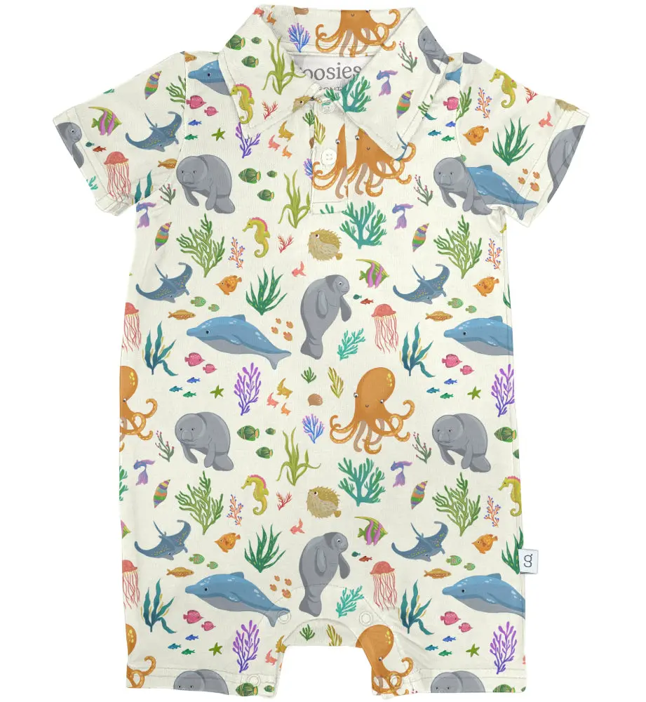 Goosies Polo-Style Short Sleeve Romper for Newborns & Infants (0–3 Months)