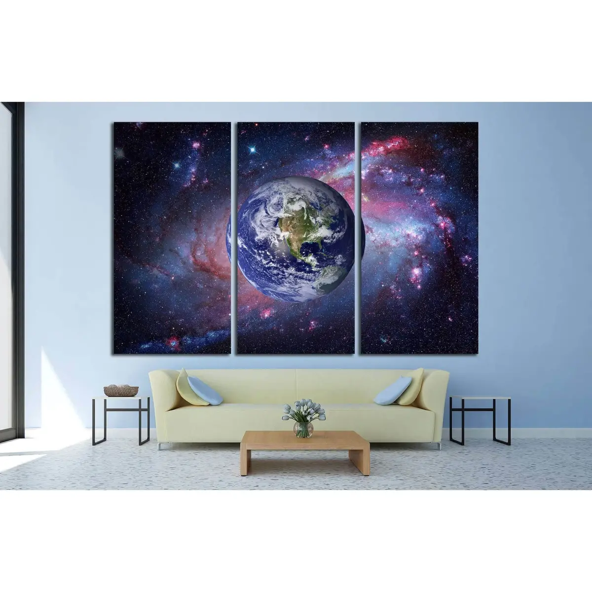 Earth And Galaxy On Background. Elements Of This Image Furnished By Nasa №2427 Ready To Hang Canvas Print 5