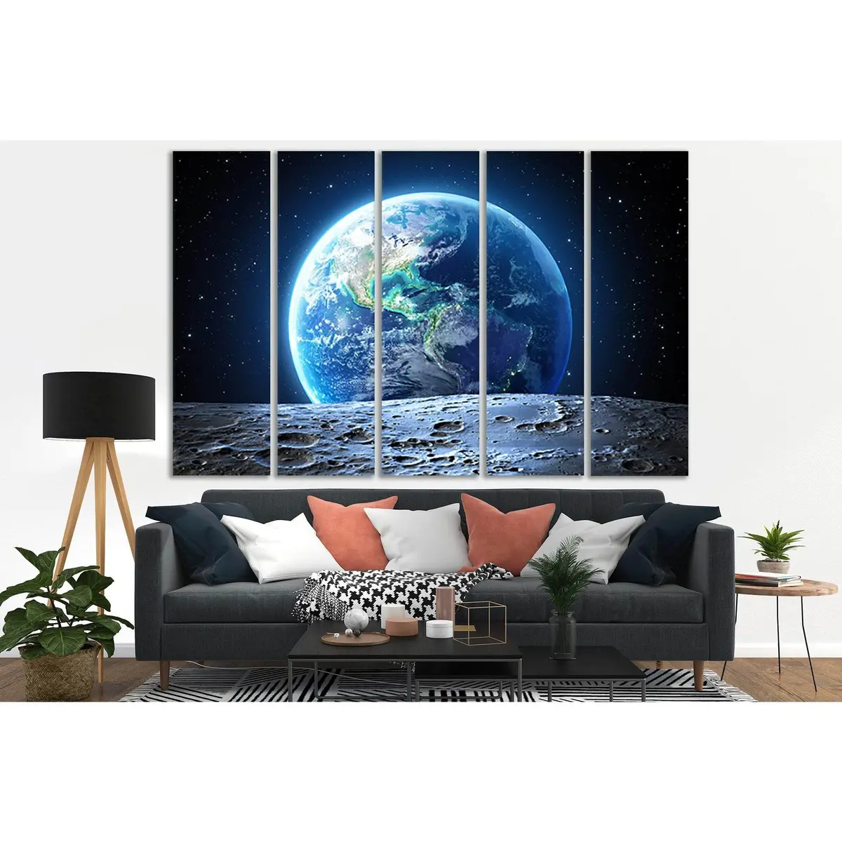 Earth Seen From the Moon Surface №Sl390 – Ready-to-Hang Canvas Art