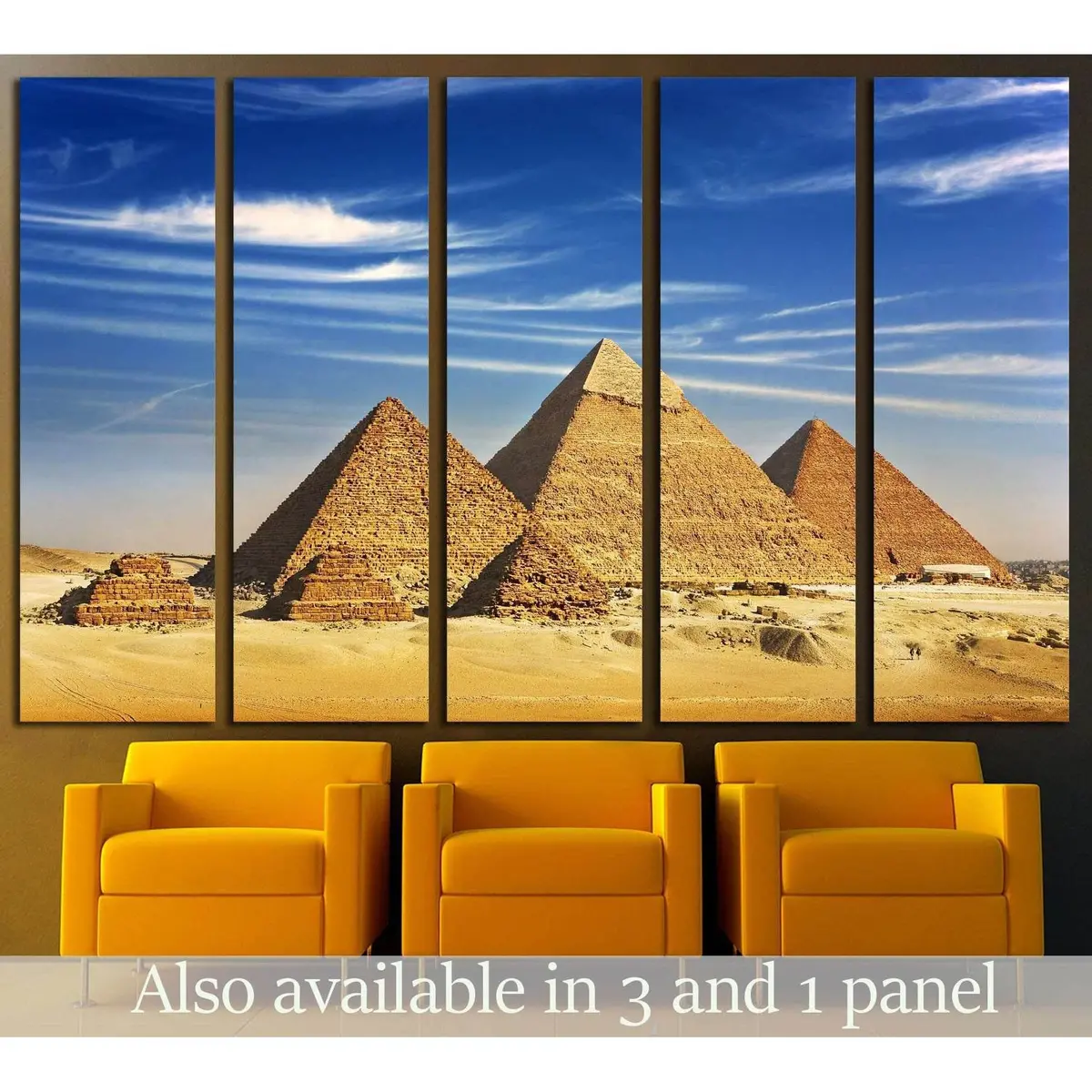 Giza Pyramids of Menkaure, Khafre, and Khufu in Cairo, Egypt – Ready-to-Hang Canvas Wall Art