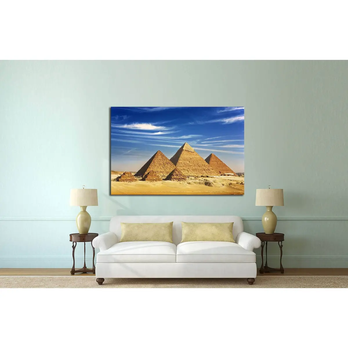 Egypt. Cairo, Pyramids From The Giza Plateau,Pyramid Of Menkaure, Khafre And Chufu №2162 Ready To Hang Canvas Print 3