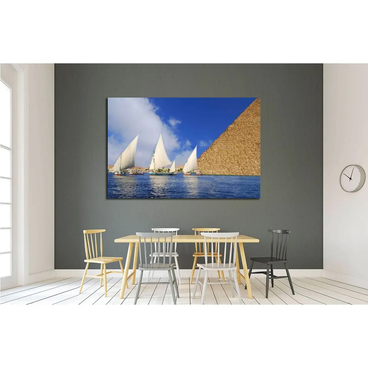 Egyptian Abstraction - Falukas On The Nile And Egyptian Pyramid Fantasy №2136 Ready To Hang Canvas Print 3