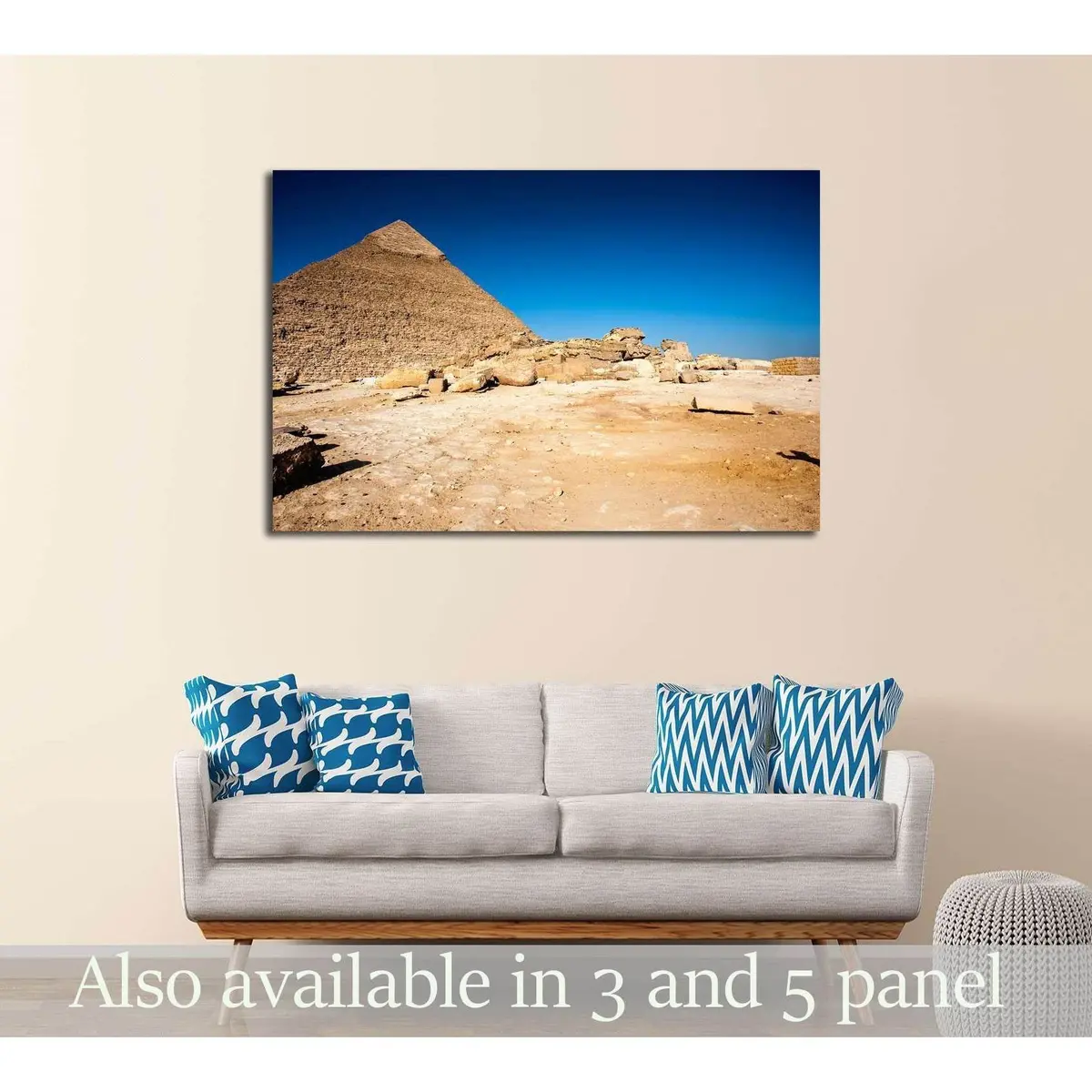 Egyptian Pyramids Of Giza And The Tomb Of The Fourth-Dynasty Pharaoh Khafre №3211 Ready To Hang Canvas Print 1
