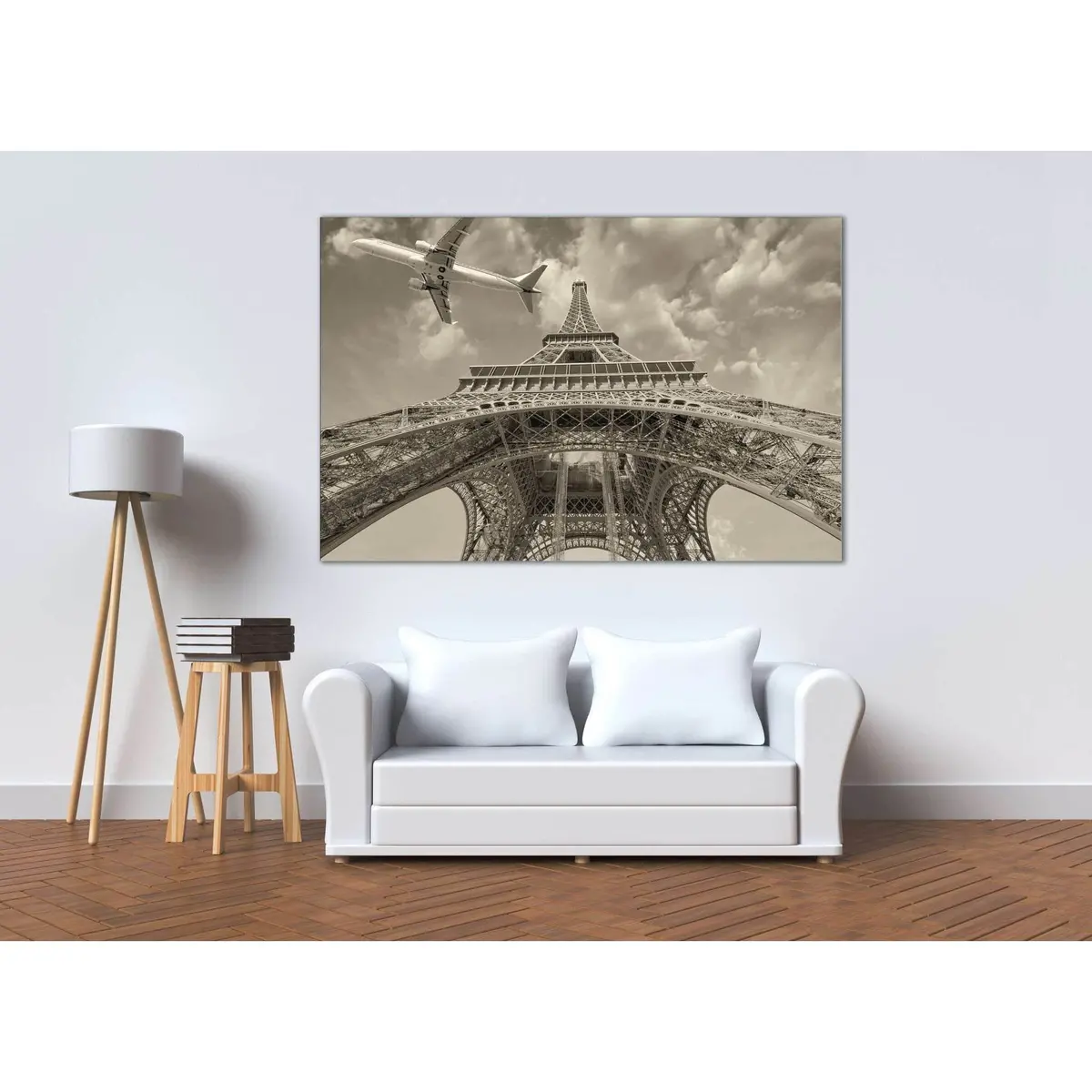 Eiffel Tower And Airplane №3005 Ready To Hang Canvas Print 2