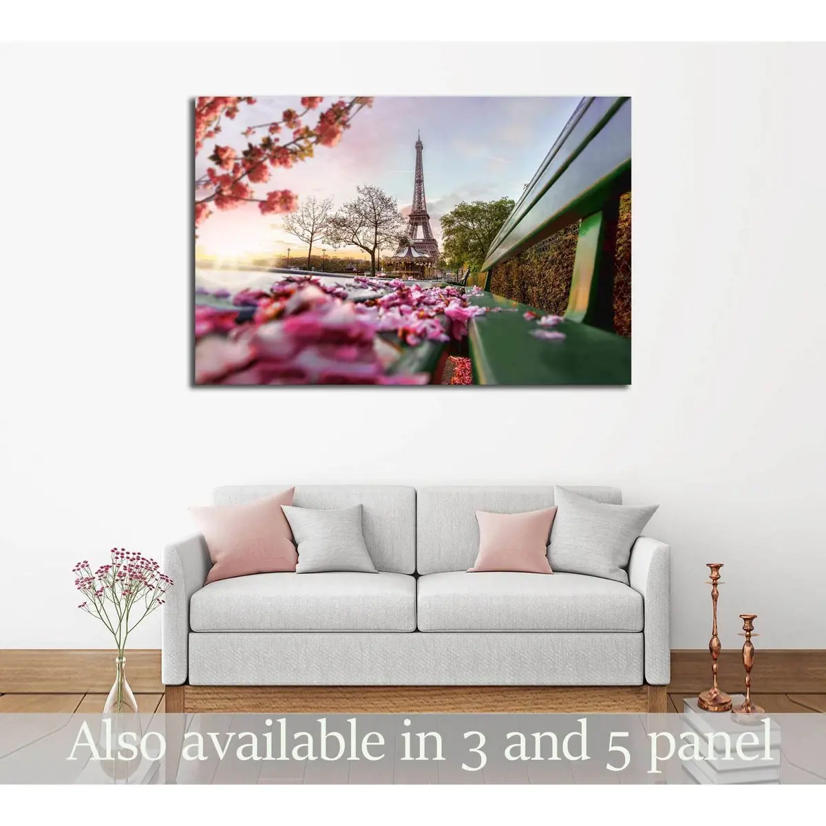 Eiffel Tower During Spring Time In Paris, France №2738 Ready To Hang Canvas Print 1