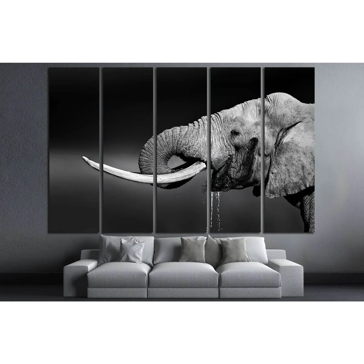 Majestic African Elephant Bull with Prominent Tusks – Addo National Park Canvas Wall Art - Image 3