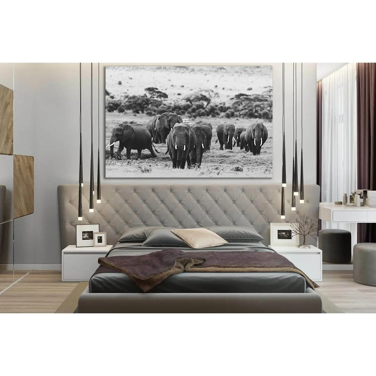 Elephant Herd In Africa №Sl1531 Ready To Hang Canvas Print 1