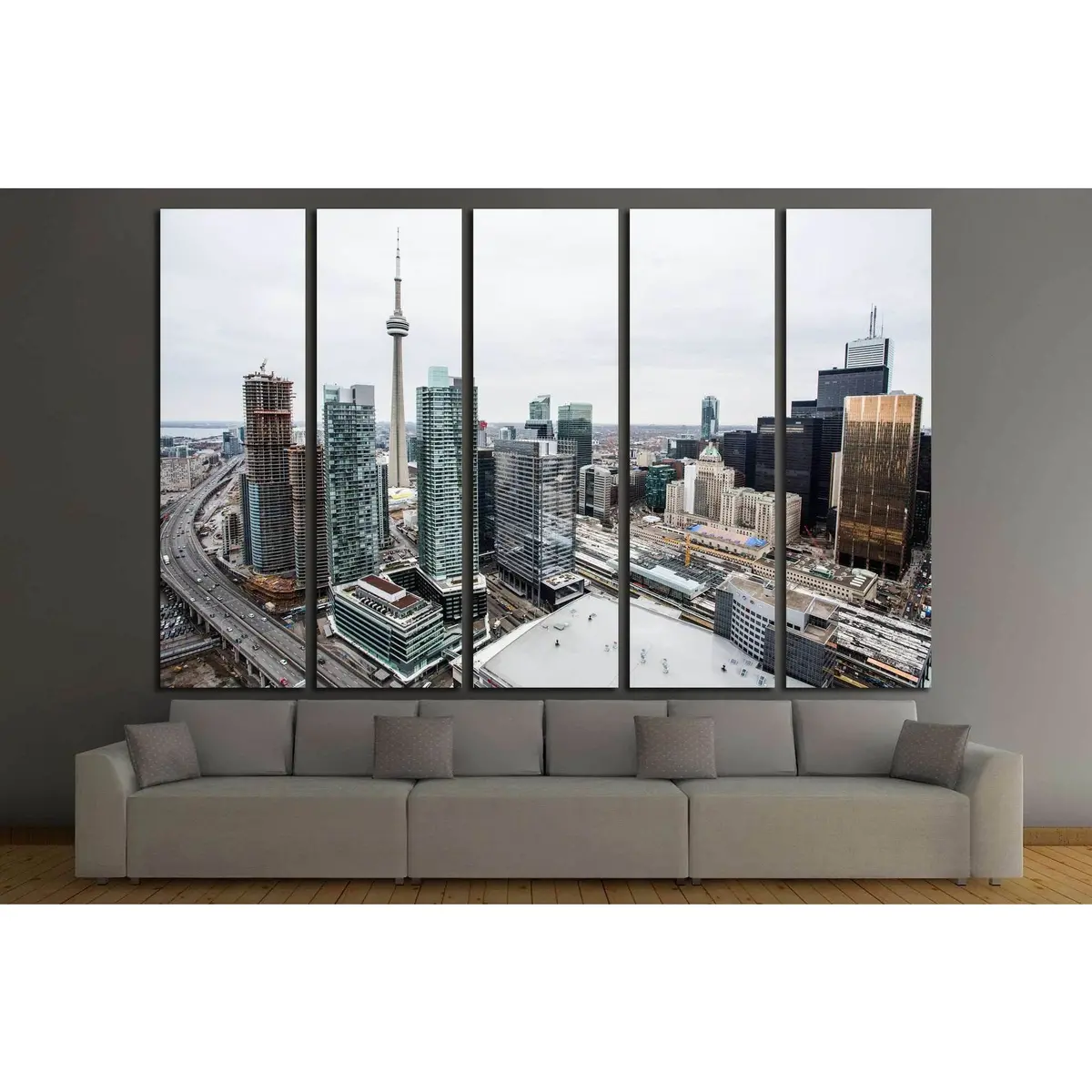 Toronto Downtown Skyline Canvas Art – Elevated Aerial View Print #2036 - Image 3