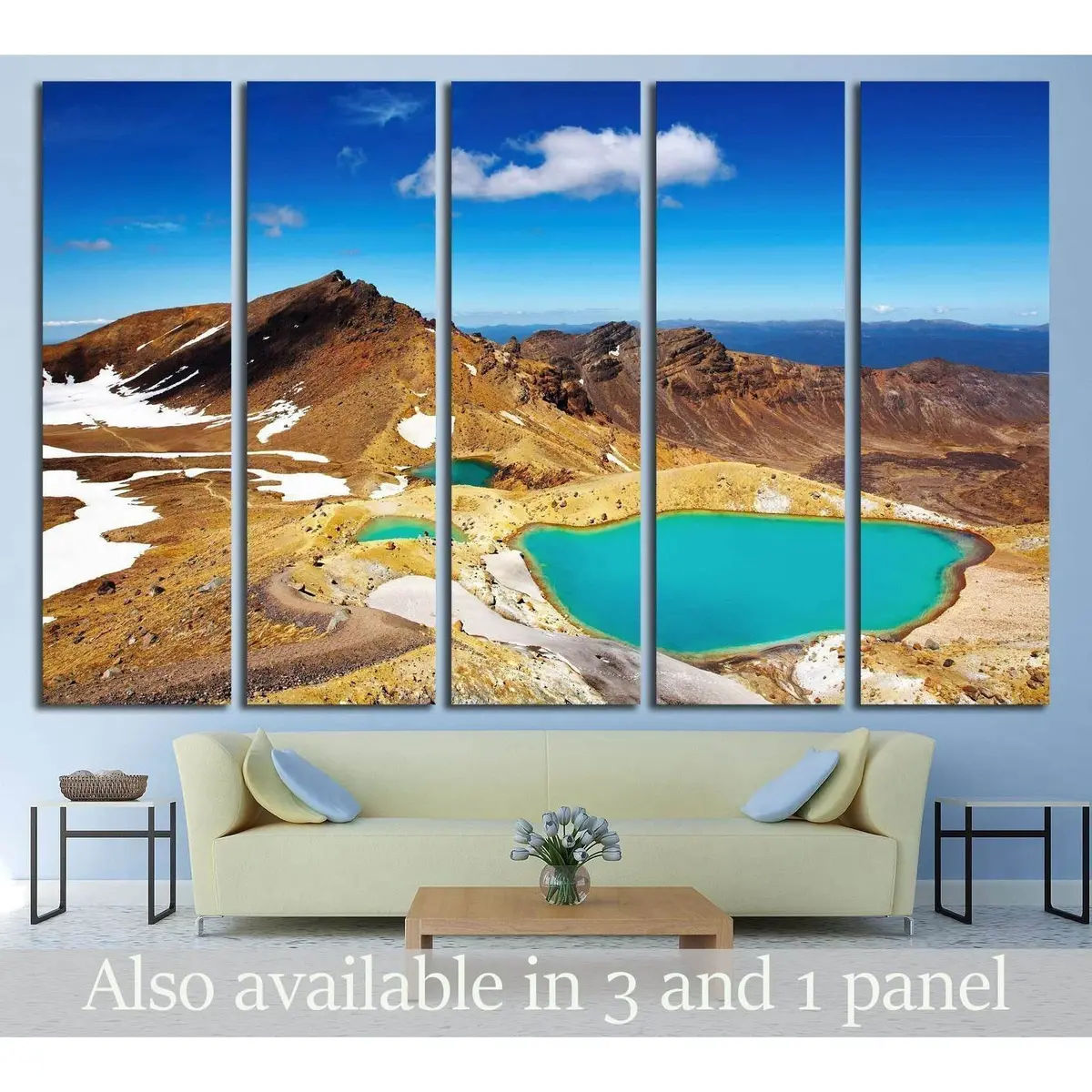 Emerald Lakes Tongariro National Park Canvas Wall Art – Ready-to-Hang Print #2491