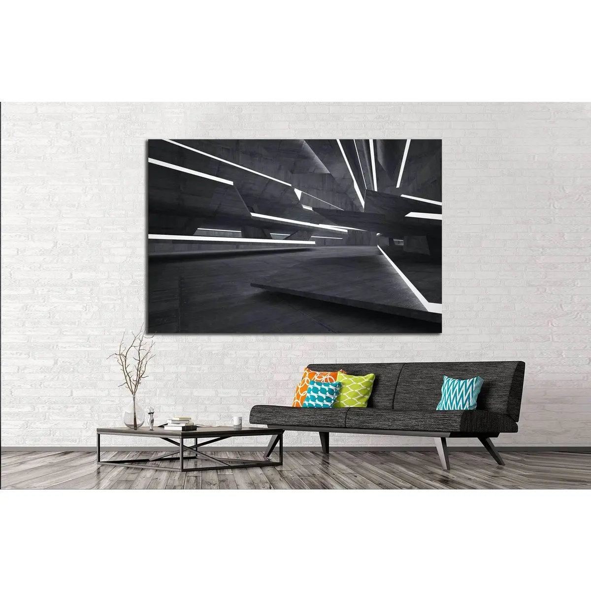 Empty Dark Abstract №1075 Ready To Hang Canvas Print 3
