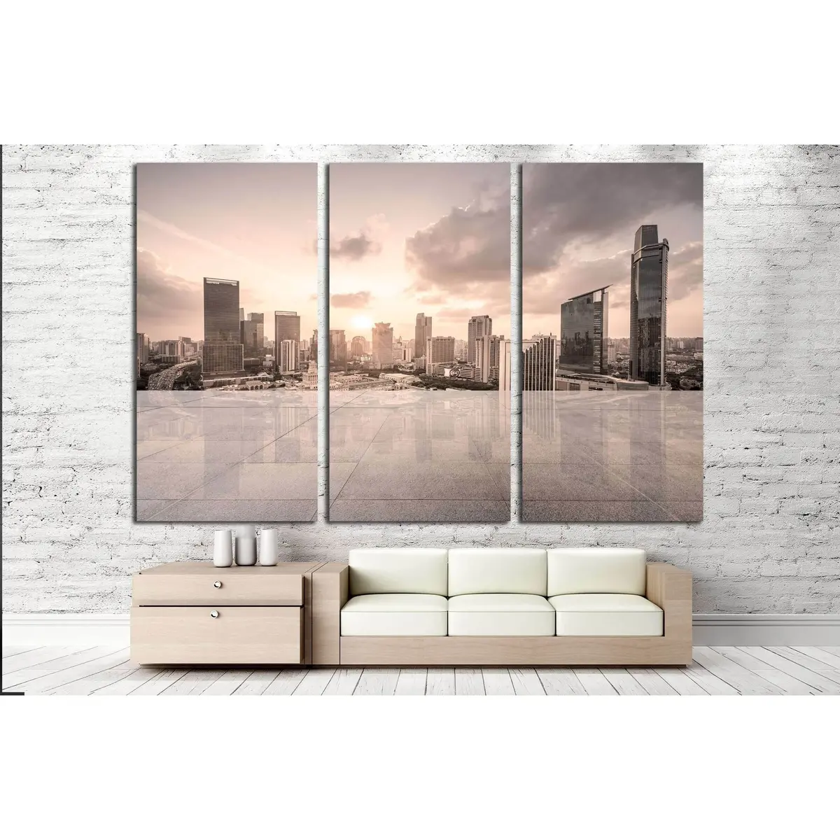 Empty Floor With Modern Skyline And Buildings №3001 Ready To Hang Canvas Print 5