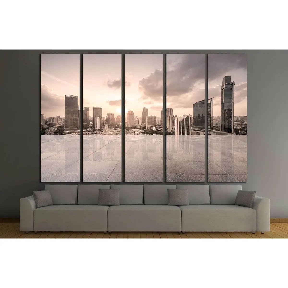 Contemporary Skyline Canvas Art – Ready-to-Hang Floor-Level Cityscape Print #3001 - Image 3