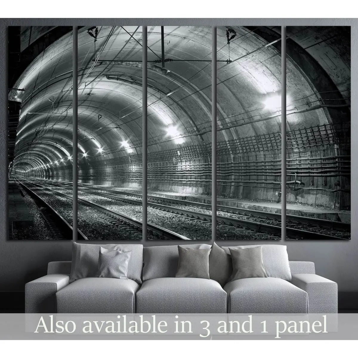 Minimalist Empty Subway Tunnel Canvas Wall Art #1310