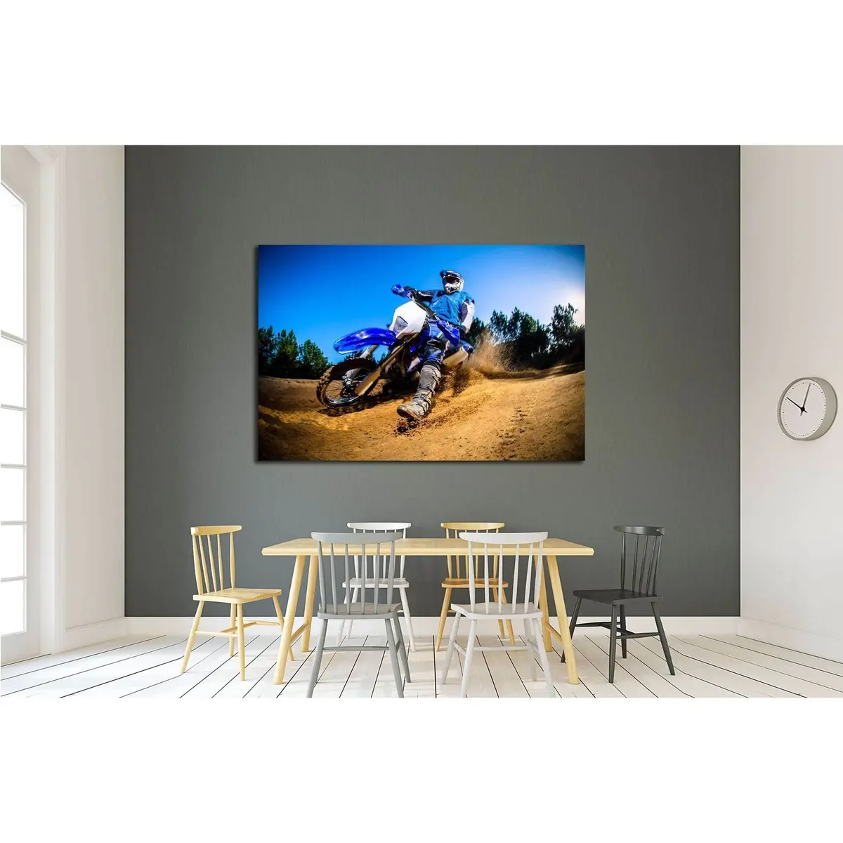 Enduro Bike Rider On Action. Turn On Sand Terrain. №2474 Ready To Hang Canvas Print 3
