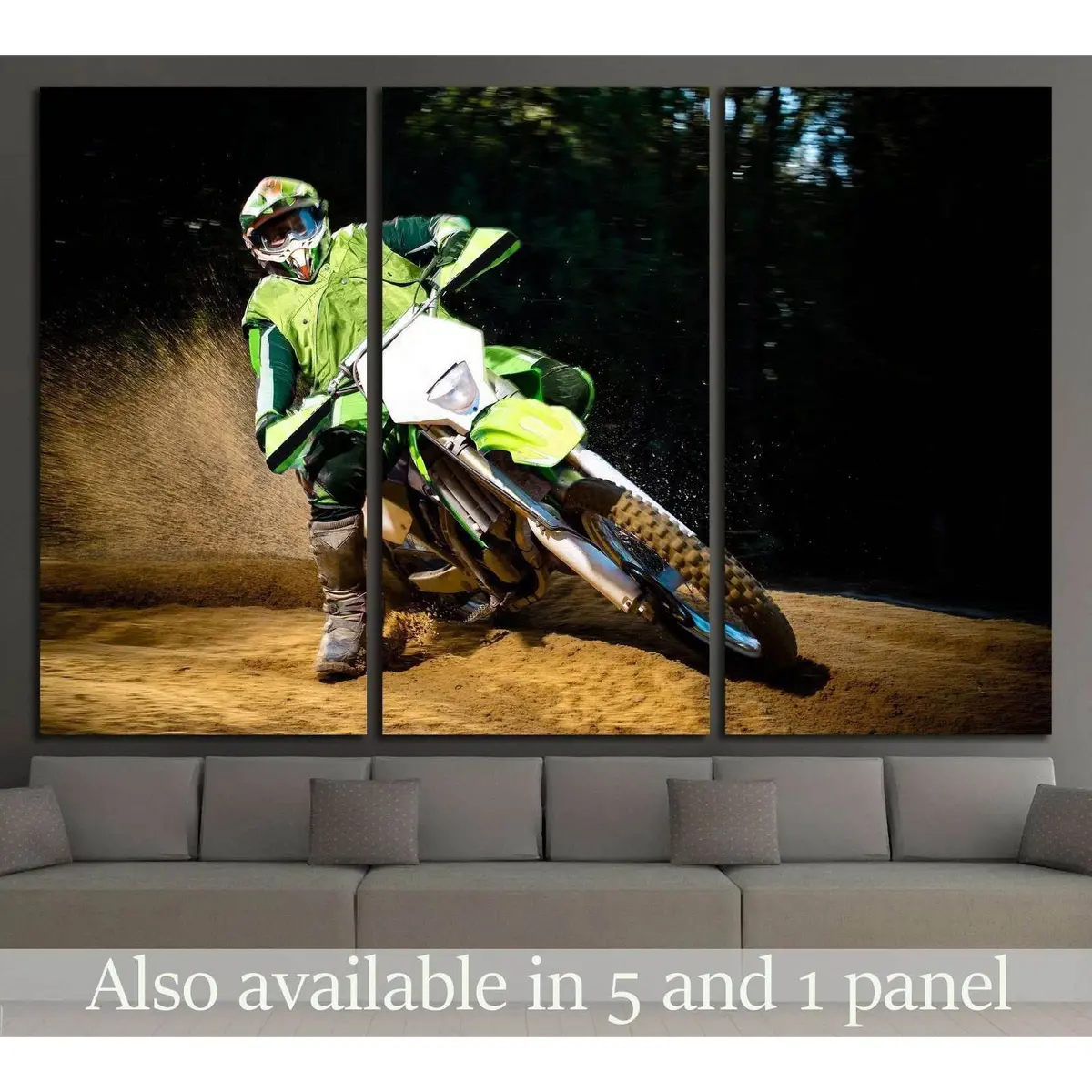 Enduro Bike Rider On Action. Turn On Sand Terrain. №2477 Ready To Hang Canvas Print 5