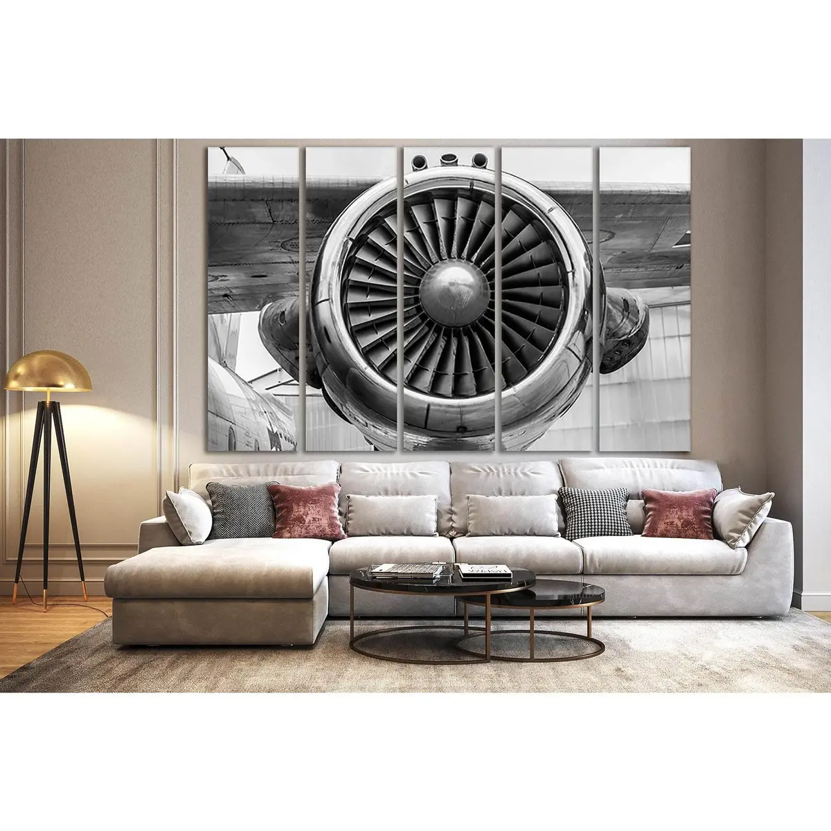 SL746 Passenger Airplane Engine Canvas Wall Art – Ready-to-Hang Print