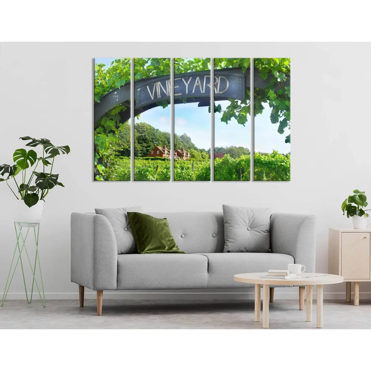 Sunny Vineyard Entrance Canvas Wall Art – Ready-to-Hang Print #04216