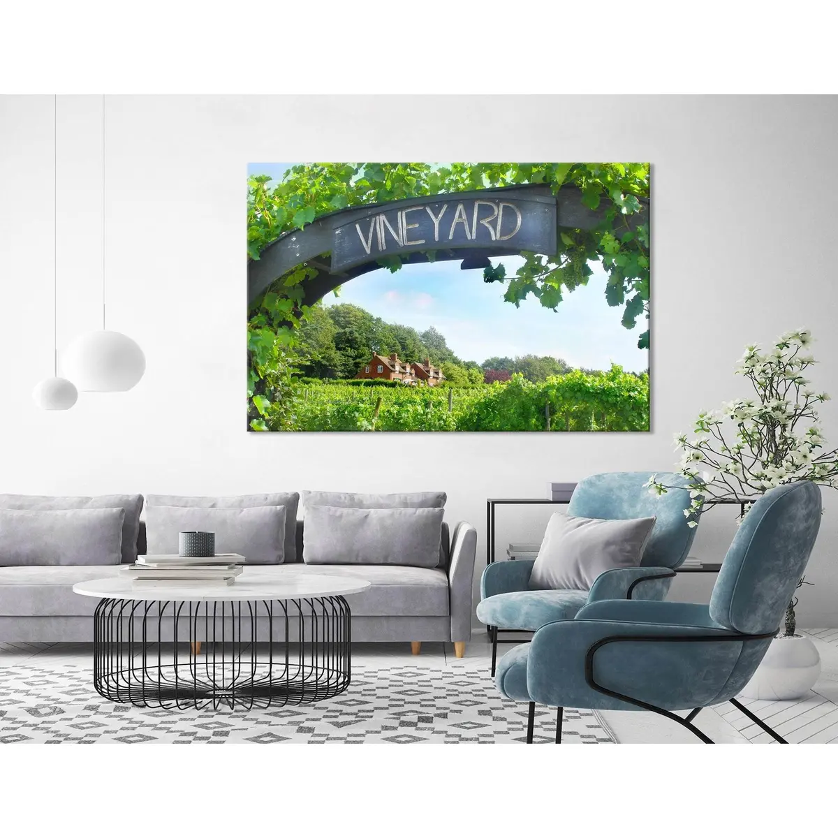 Entrance To A Vineyard On A Sunny Day №04216 Ready To Hang Canvas Print 3