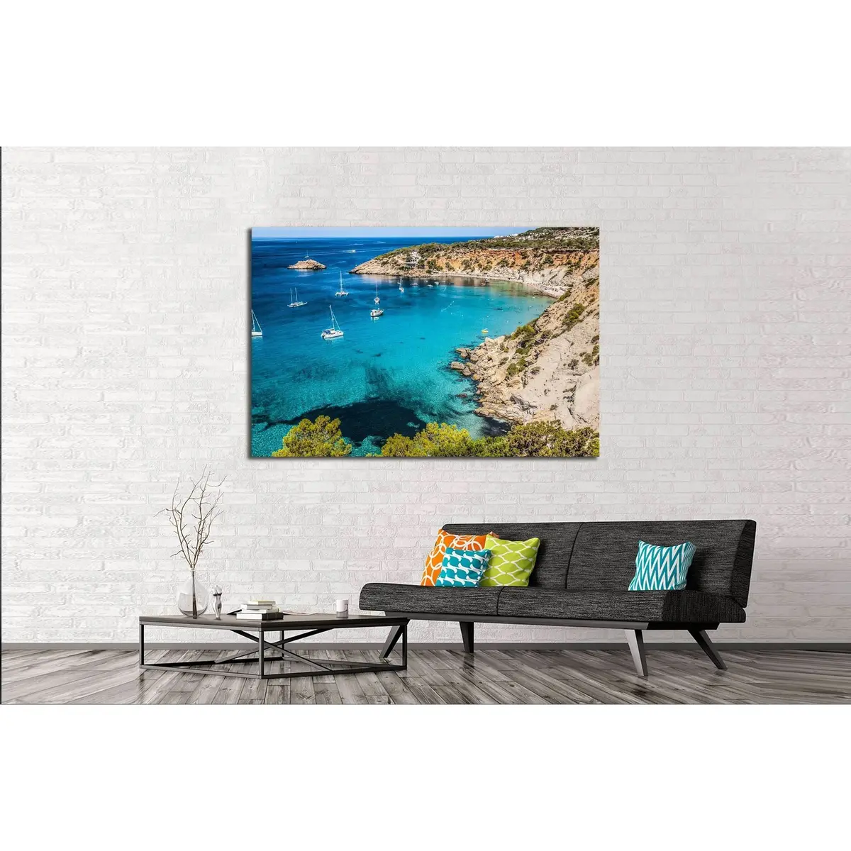Es Vedra Island Of Ibiza Cala D Hort In Balearic Islands №2849 Ready To Hang Canvas Print 3