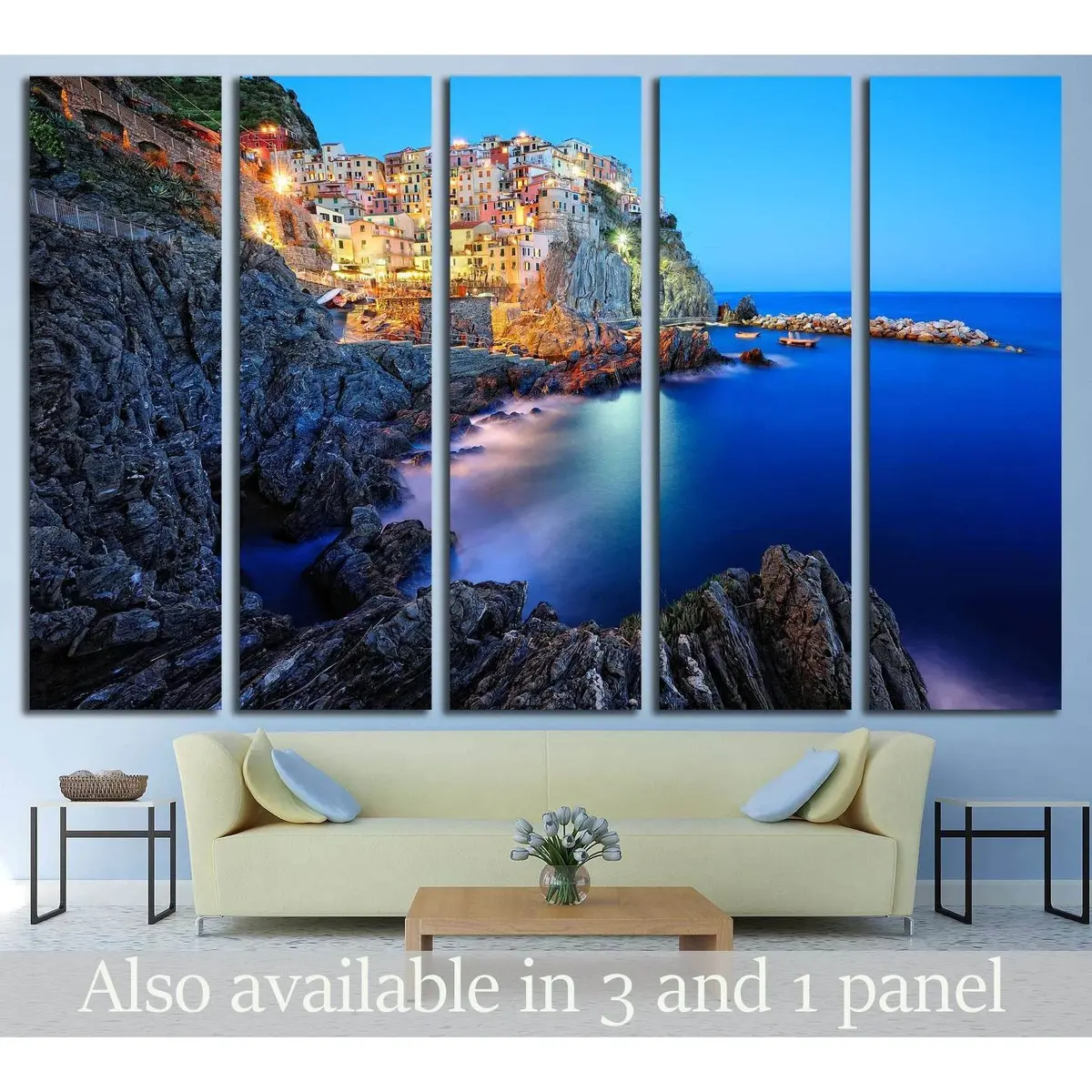 Manarola Evening Canvas Art – Cinque Terre National Park Wall Decor